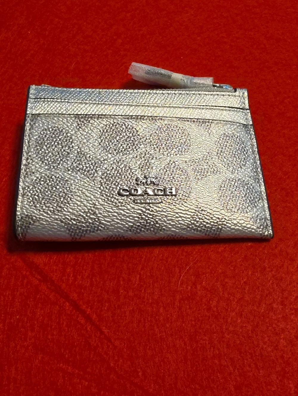 Coach Silver Metallic Leather Card Case